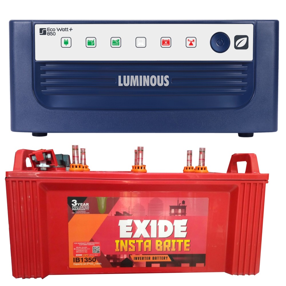 Buy Luminous ECO WATT+ 850 Square Wave Inverter & EXIDE INSTABRITE